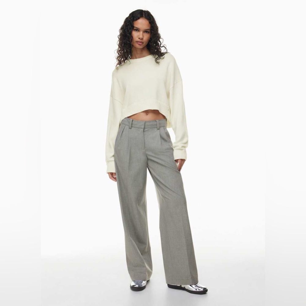Aritzia Sunday Best Peggy Cropped Knitted White Sweater Sz S cotton cashmere - Picture 16 of 16